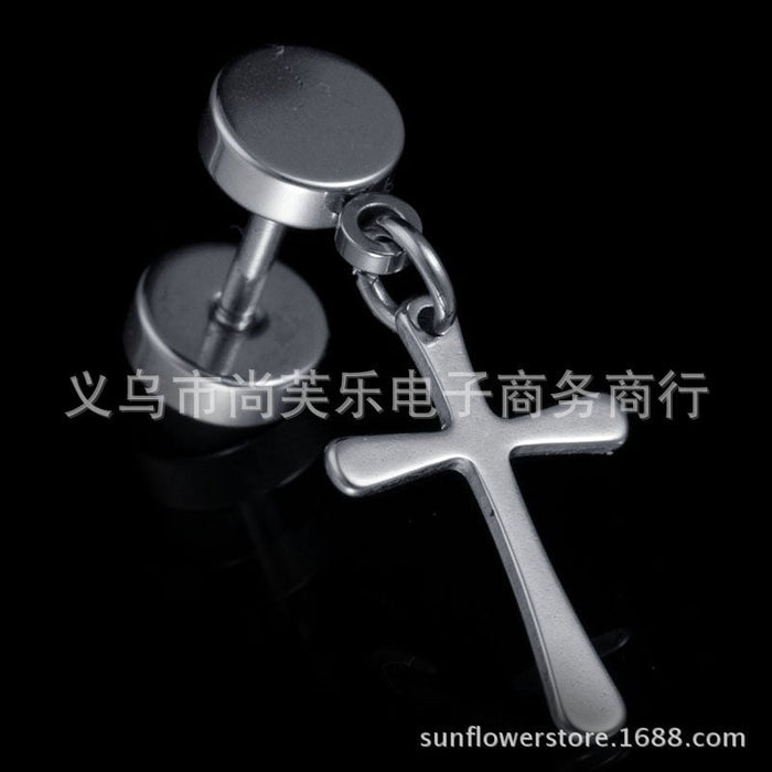 Wholesale gold stainless steel cross earrings JDC-ES-RXSFL003 Earrings 尚芙乐 steel color Wholesale Jewelry JoyasDeChina Joyas De China