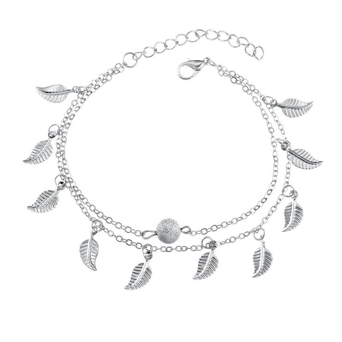 Bulk Jewelry Wholesale gold tassel leaves double vintage alloy Anklet JDC-AS-F436 Wholesale factory from China YIWU China
