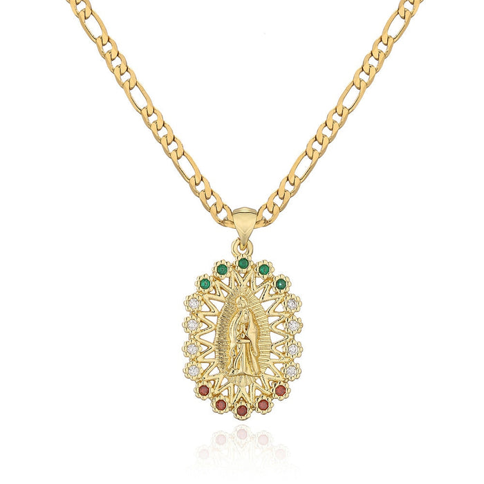 Wholesale gold Virgin Mary copper gilded necklace JDC-NE-AG140 Necklaces 澳古 1 Wholesale Jewelry JoyasDeChina Joyas De China