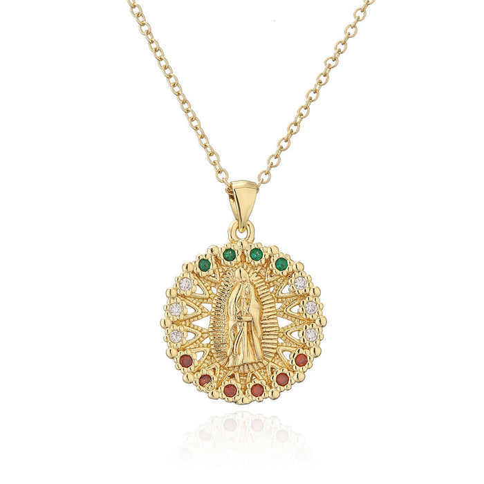 Wholesale gold Virgin Mary copper gilded necklace JDC-NE-AG140 Necklaces 澳古 Wholesale Jewelry JoyasDeChina Joyas De China
