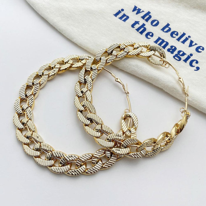 Wholesale golden alloy circle earringsJDC-ES-F253 earrings JoyasDeChina A08-07-08 70mm Wholesale Jewelry JoyasDeChina Joyas De China