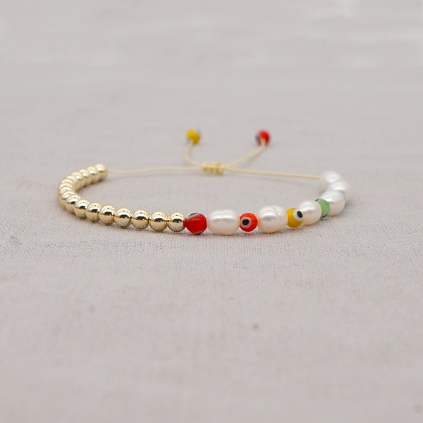 Bulk Jewelry Wholesale Golden Baroque Pearl Colorful Glass Eye Bracelet JDC-gbh379 Wholesale factory from China YIWU China
