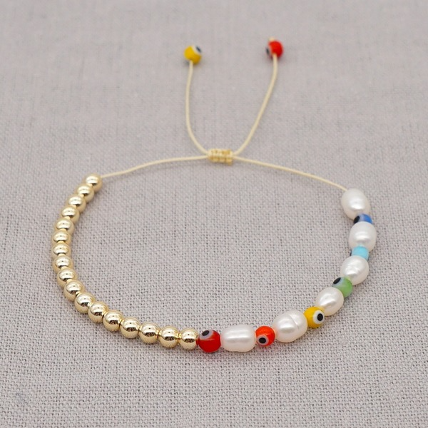 Bulk Jewelry Wholesale Golden Baroque Pearl Colorful Glass Eye Bracelet JDC-gbh379 Wholesale factory from China YIWU China