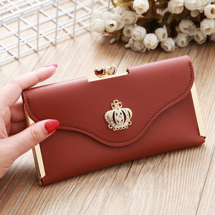 Bulk Jewelry Wholesale Golden Crown Diamond Hand Long PU Leather Wallet JDC-WT-lx012 Wholesale factory from China YIWU China