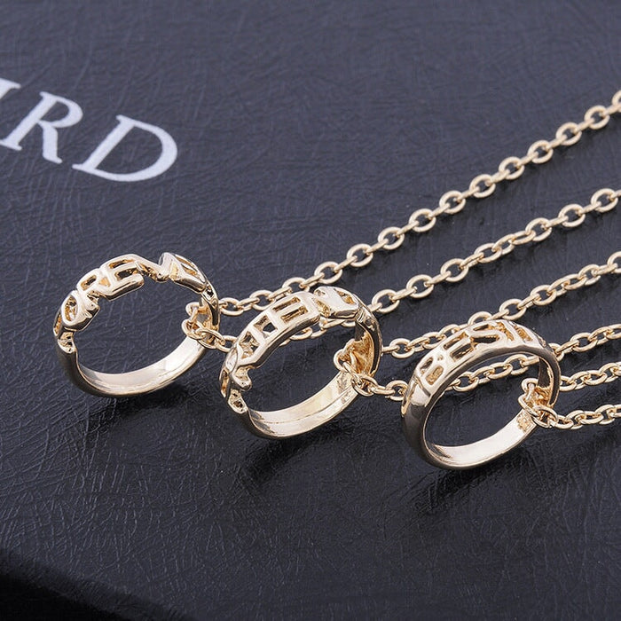 Wholesale good friends alloy ring necklace three-piece set JDC-NE-LangT022 Necklaces 阆天 Wholesale Jewelry JoyasDeChina Joyas De China