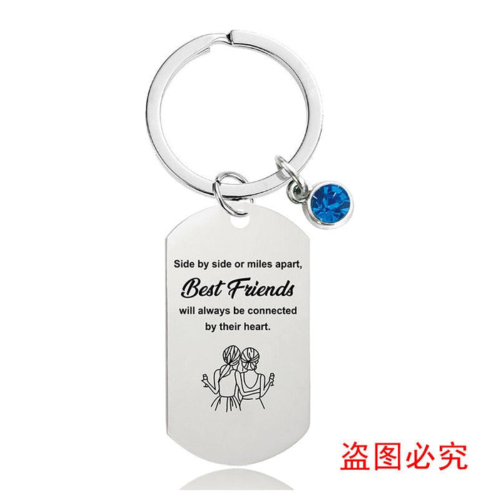 Wholesale Good Friends Electroplated Metal Keychain JDC-KC-GangGu005 Keychains 钢古 Blue Diamond ZW0001 Silver Wholesale Jewelry JoyasDeChina Joyas De China