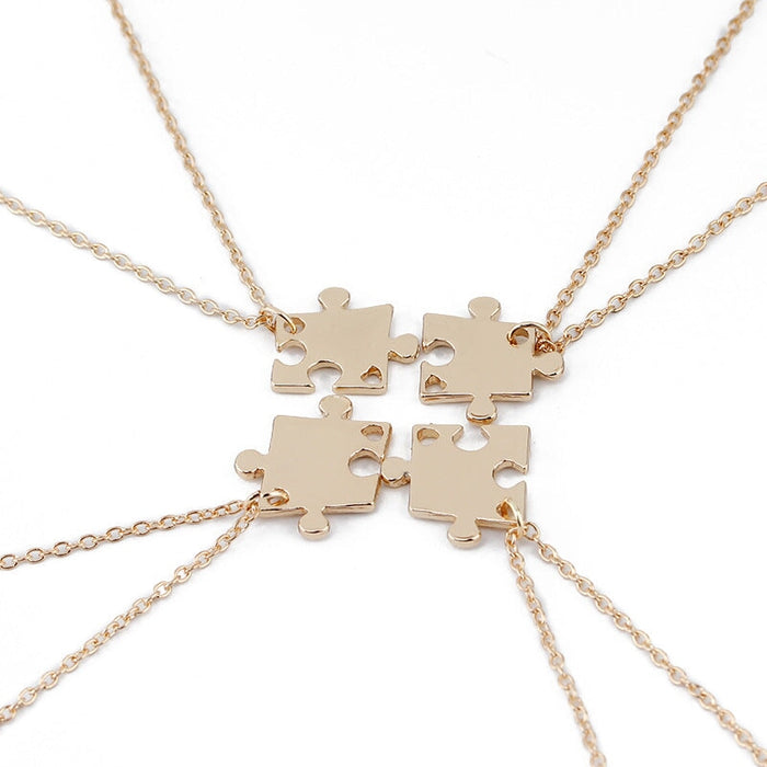 Wholesale good friends four-petal splicing geometric pendant alloy necklace JDC-NE-LangT025 Necklaces 阆天 Wholesale Jewelry JoyasDeChina Joyas De China