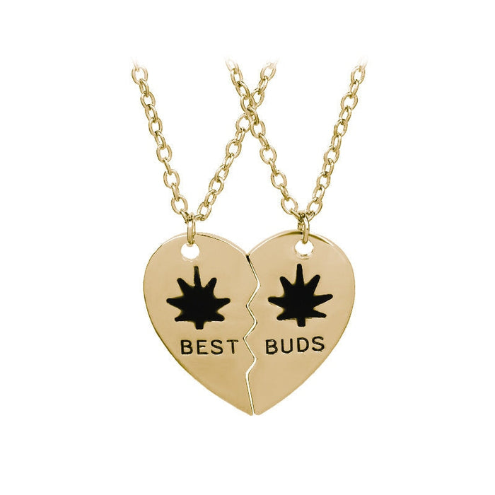 Wholesale good friends leaf two petal splicing love alloy necklace JDC-NE-LangT018 Necklaces 阆天 1 Wholesale Jewelry JoyasDeChina Joyas De China