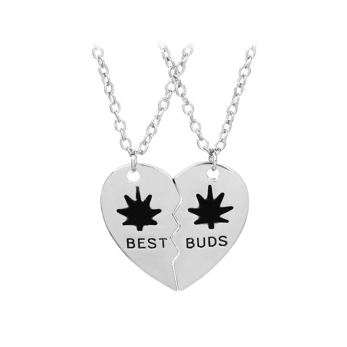 Wholesale good friends leaf two petal splicing love alloy necklace JDC-NE-LangT018 Necklaces 阆天 Wholesale Jewelry JoyasDeChina Joyas De China