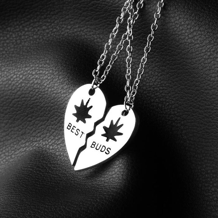 Wholesale good friends leaf two petal splicing love alloy necklace JDC-NE-LangT018 Necklaces 阆天 Wholesale Jewelry JoyasDeChina Joyas De China