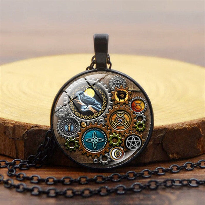 Wholesale Gothic Witch Alloy Glass Piece Time Stone Necklace JDC-NE-Hengx001 Necklaces 横湘 Wholesale Jewelry JoyasDeChina Joyas De China