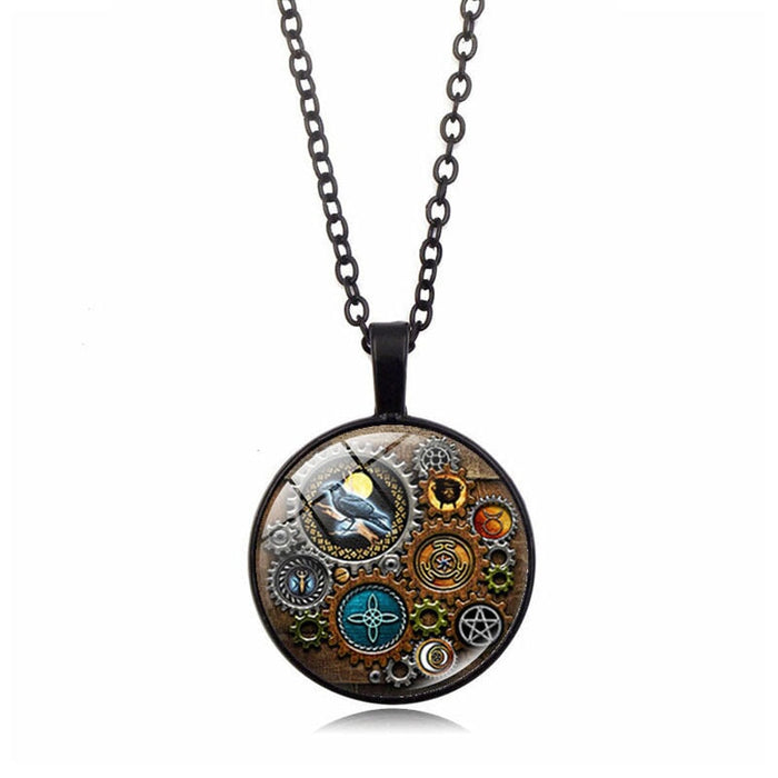 Wholesale Gothic Witch Alloy Glass Piece Time Stone Necklace JDC-NE-Hengx001 Necklaces 横湘 Wholesale Jewelry JoyasDeChina Joyas De China