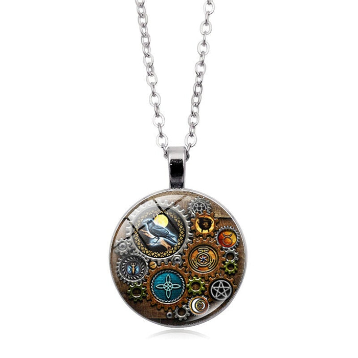 Wholesale Gothic Witch Alloy Glass Piece Time Stone Necklace JDC-NE-Hengx001 Necklaces 横湘 Wholesale Jewelry JoyasDeChina Joyas De China