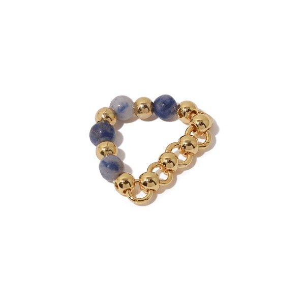 Wholesale Gradient Blue Natural Stone Chain Ring JDC-RS-YWL008 Rings 丽轶 Wholesale Jewelry JoyasDeChina Joyas De China