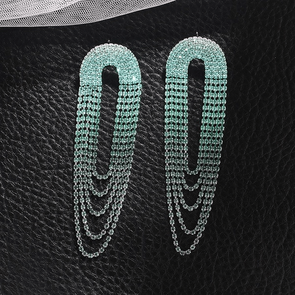 Wholesale Gradient Color Rhinestone Long Fringe Large Earrings JDC-ES-ZHONGW014 Earrings 众薇 Wholesale Jewelry JoyasDeChina Joyas De China