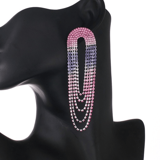 Wholesale Gradient Color Rhinestone Long Fringe Large Earrings JDC-ES-ZHONGW014 Earrings 众薇 Wholesale Jewelry JoyasDeChina Joyas De China