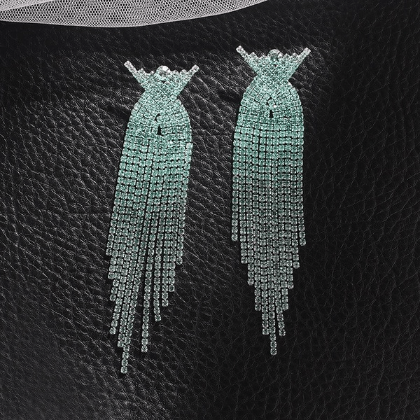 Wholesale Gradient Colored Rhinestone Cross Long Fringe Large Earrings JDC-ES-ZHONGW009 Earrings 众薇 Wholesale Jewelry JoyasDeChina Joyas De China