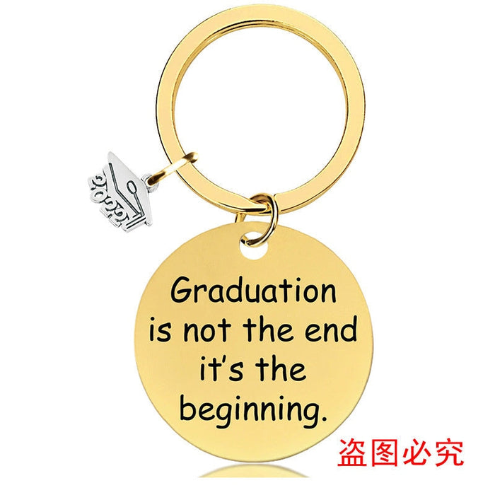 Wholesale Graduation Season Gift Stainless Steel Round Metal Keychain JDC-KC-GangGu015 Keychains 钢古 2022BSY005 Wholesale Jewelry JoyasDeChina Joyas De China
