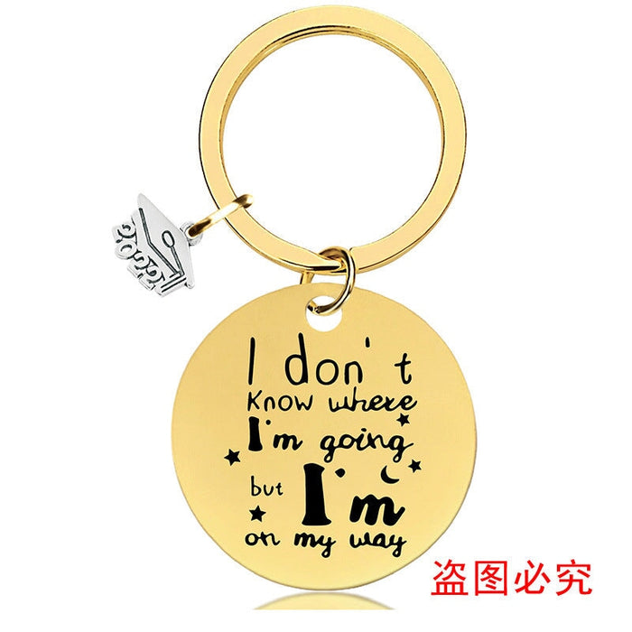 Wholesale Graduation Season Gift Stainless Steel Round Metal Keychain JDC-KC-GangGu015 Keychains 钢古 2022BSY014 Wholesale Jewelry JoyasDeChina Joyas De China