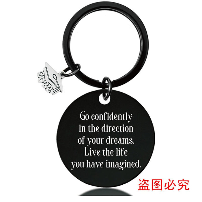 Wholesale Graduation Season Gift Stainless Steel Round Metal Keychain JDC-KC-GangGu017 Keychains 钢古 2022BSY010 Wholesale Jewelry JoyasDeChina Joyas De China