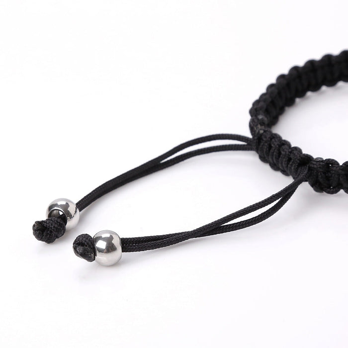 Wholesale graduation season glossy stainless steel curved sheet braided rope stretch bracelet JDC-BT-HongX009 Bracelet 宏祥 Wholesale Jewelry JoyasDeChina Joyas De China