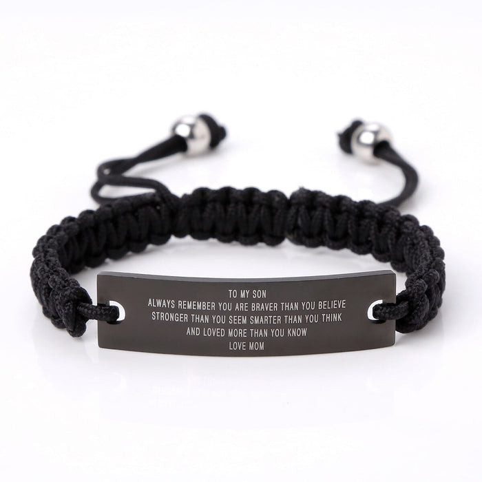 Wholesale graduation season glossy stainless steel curved sheet braided rope stretch bracelet JDC-BT-HongX009 Bracelet 宏祥 5 Wholesale Jewelry JoyasDeChina Joyas De China