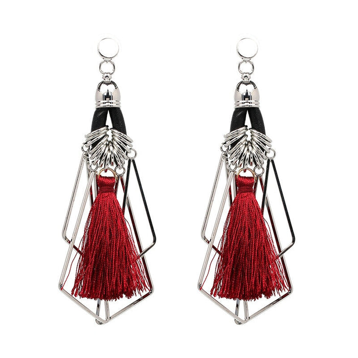 Wholesale green alloy earrings JDC-ES-JJ338 Earrings 聚嘉 Silver+red Wholesale Jewelry JoyasDeChina Joyas De China