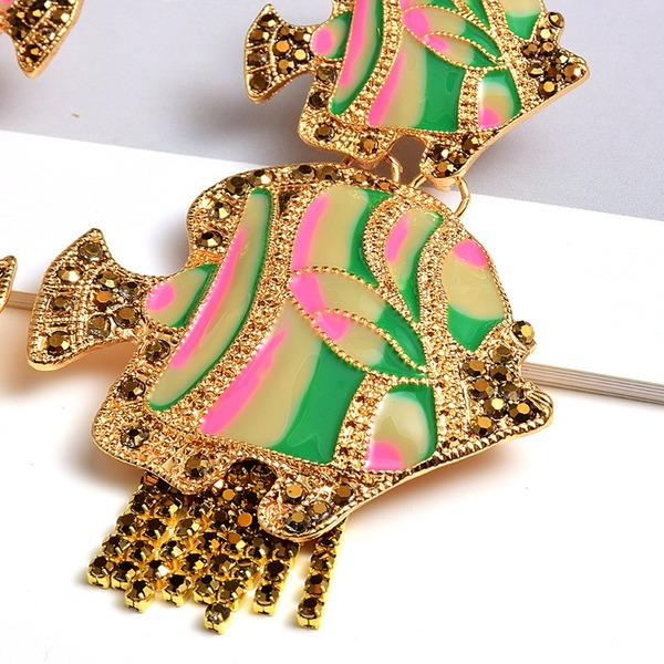 Wholesale green alloy earrings JDC-ES-SK045 Earrings 深刻 Wholesale Jewelry JoyasDeChina Joyas De China