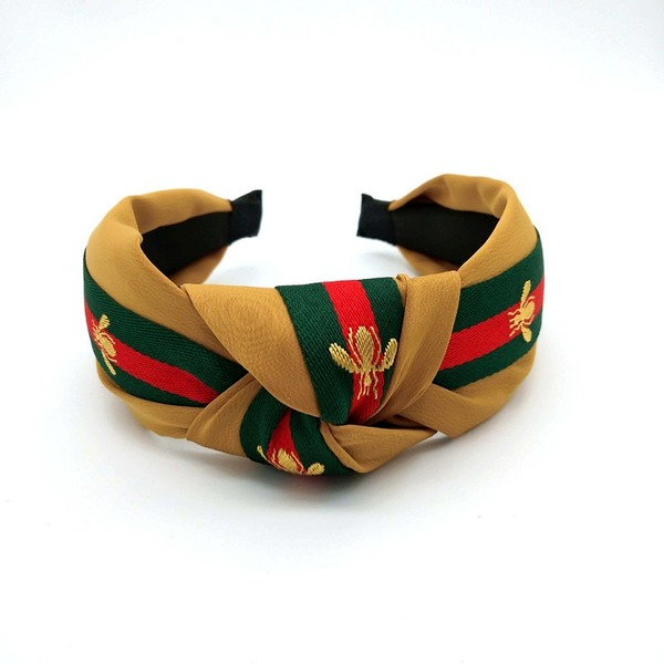 Bulk Jewelry Wholesale green bee knotted fabric wide brim headband  JDC-HD-O106 Wholesale factory from China YIWU China