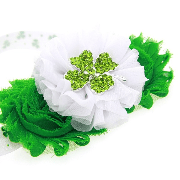 Wholesale Green Cloth St. Patrick's Day Kids Clover Head Flower Headband JDC-HD-GSQN045 Headband 丘诺 Wholesale Jewelry JoyasDeChina Joyas De China