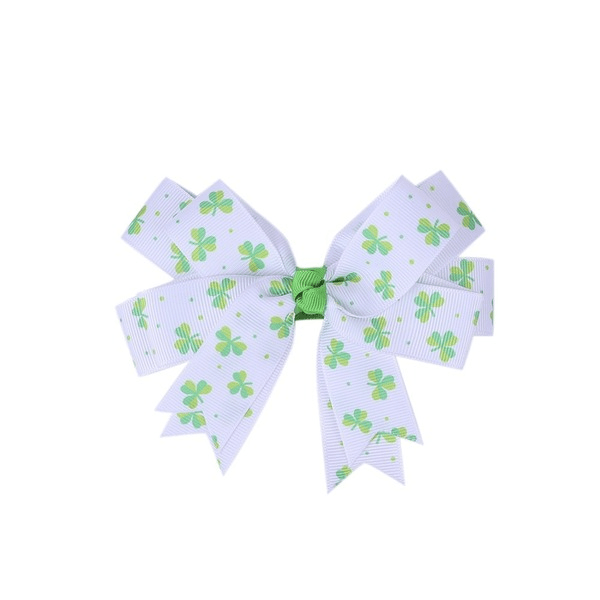 Wholesale green fabric kids clover bow hair clips JDC-HC-GSQN042 Hair Clips 丘诺 Wholesale Jewelry JoyasDeChina Joyas De China