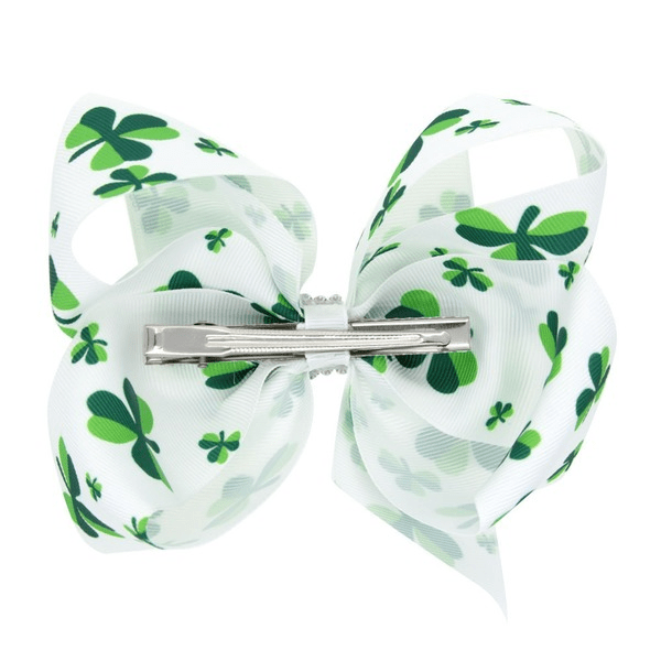 Wholesale Green Fabric Kids St. Patrick's Day Bow Hair Clip JDC-HC-GSQN040 Hair Clips 丘诺 Wholesale Jewelry JoyasDeChina Joyas De China