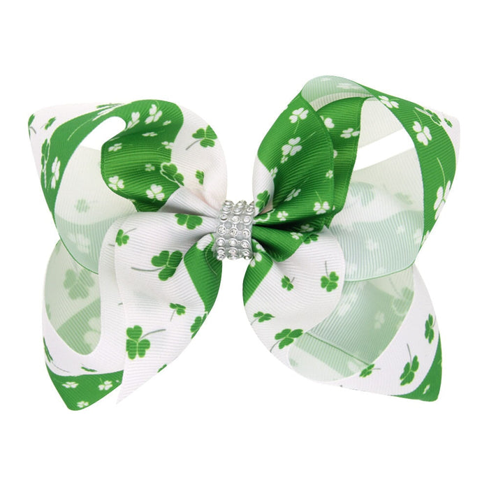 Wholesale Green Fabric Kids St. Patrick's Day Bow Hair Clip JDC-HC-GSQN040 Hair Clips 丘诺 2# Wholesale Jewelry JoyasDeChina Joyas De China