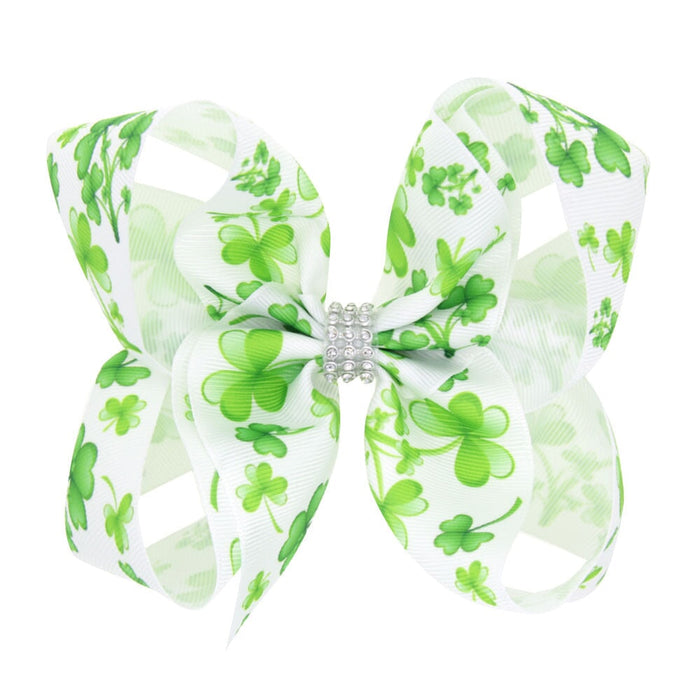 Wholesale Green Fabric Kids St. Patrick's Day Bow Hair Clip JDC-HC-GSQN040 Hair Clips 丘诺 6# Wholesale Jewelry JoyasDeChina Joyas De China