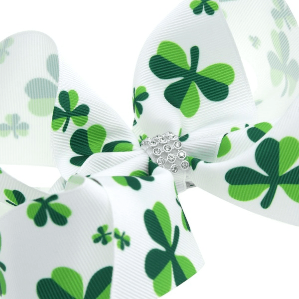 Wholesale Green Fabric Kids St. Patrick's Day Bow Hair Clip JDC-HC-GSQN040 Hair Clips 丘诺 Wholesale Jewelry JoyasDeChina Joyas De China