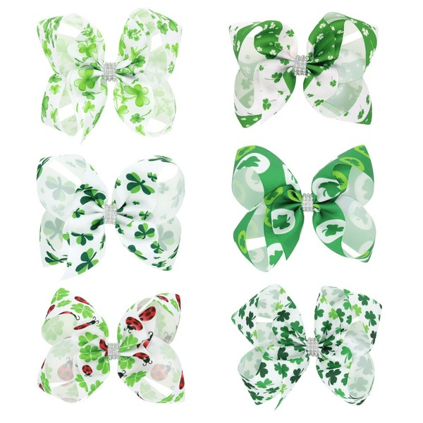 Wholesale Green Fabric Kids St. Patrick's Day Bow Hair Clip JDC-HC-GSQN040 Hair Clips 丘诺 Wholesale Jewelry JoyasDeChina Joyas De China