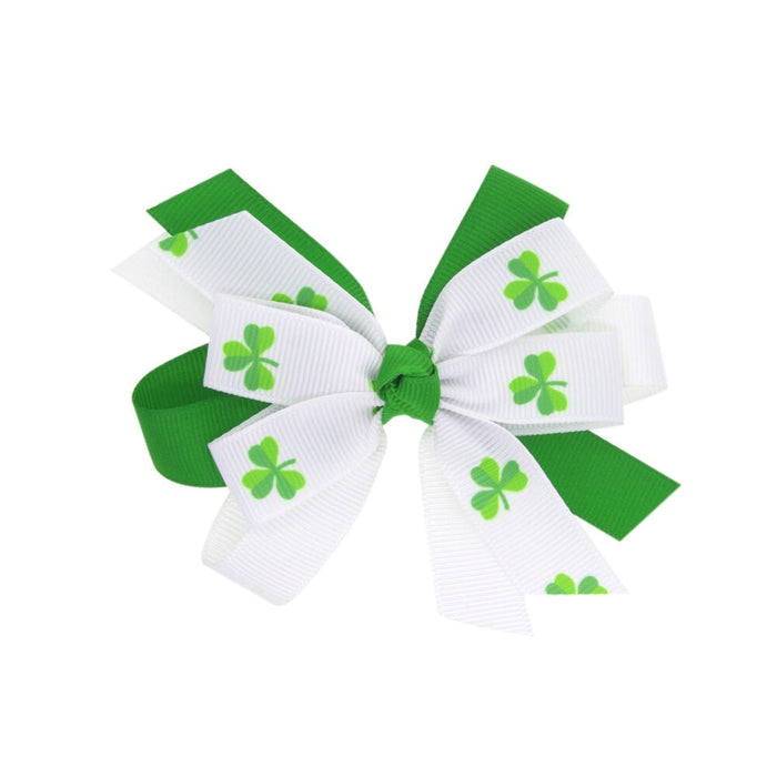 Wholesale Green Fabric Shamrock Bow Hair Clip St. Patrick's Day JDC-HC-GSQN044 Hair Clips 丘诺 2# Wholesale Jewelry JoyasDeChina Joyas De China