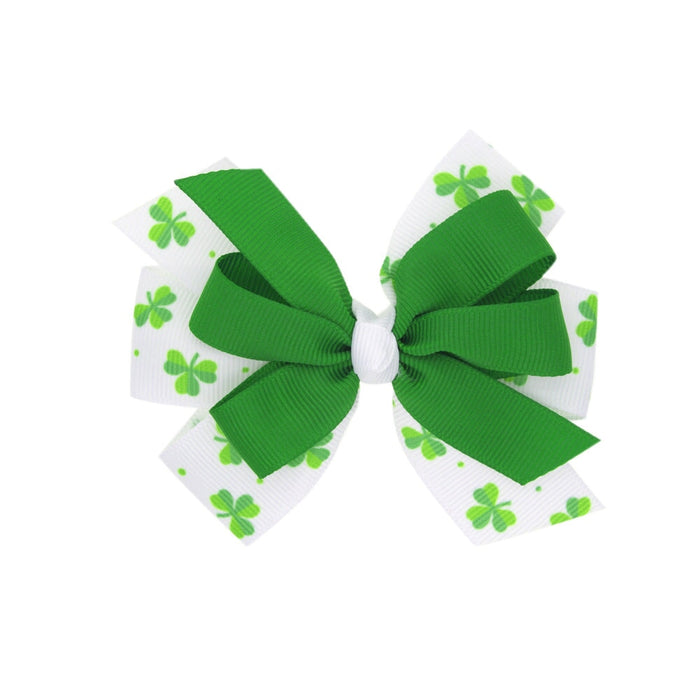 Wholesale Green Fabric Shamrock Bow Hair Clip St. Patrick's Day JDC-HC-GSQN044 Hair Clips 丘诺 3# Wholesale Jewelry JoyasDeChina Joyas De China