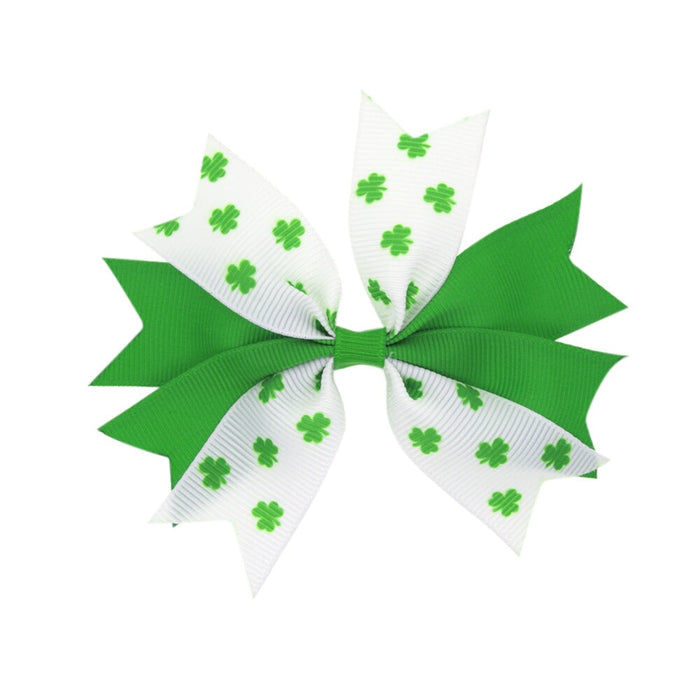 Wholesale Green Fabric Shamrock Bow Hair Clip St. Patrick's Day JDC-HC-GSQN044 Hair Clips 丘诺 4# Wholesale Jewelry JoyasDeChina Joyas De China