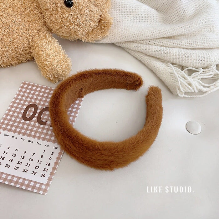 Wholesale Green Plush hair hoops JDC-HD-GSXP007 Headband 宏鑫 Caramel color Wholesale Jewelry JoyasDeChina Joyas De China