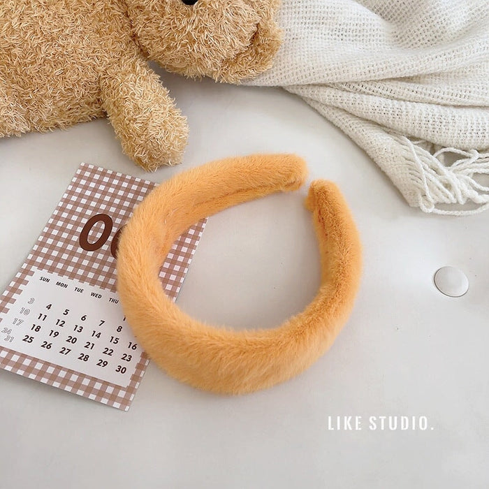 Wholesale Green Plush hair hoops JDC-HD-GSXP007 Headband 宏鑫 orange Wholesale Jewelry JoyasDeChina Joyas De China