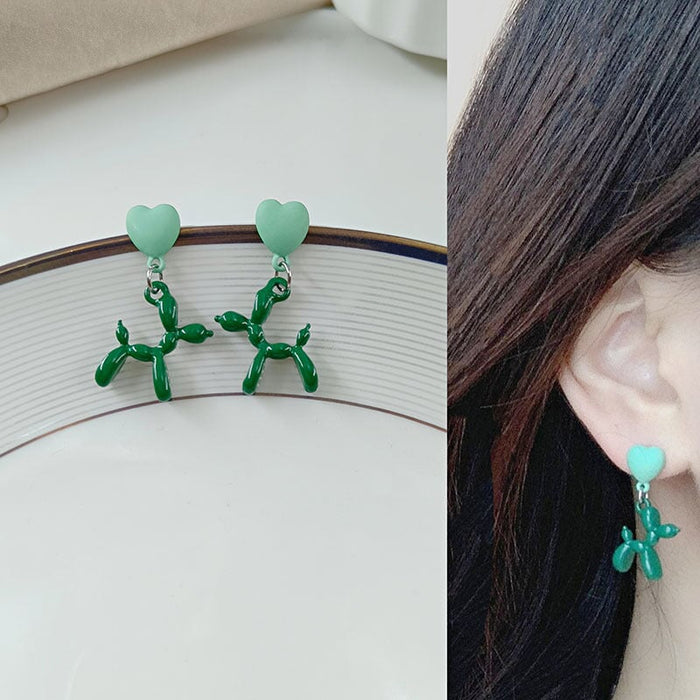 Wholesale green puppy alloy stud earrings JDC-ES-HZQ007 Earrings 青之荷 Wholesale Jewelry JoyasDeChina Joyas De China