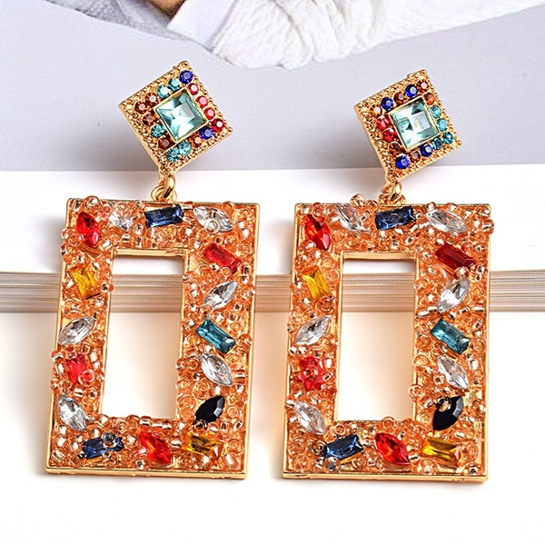 Wholesale Green Rhinestone Earrings JDC-ES-SK080 Earrings 深刻 Wholesale Jewelry JoyasDeChina Joyas De China