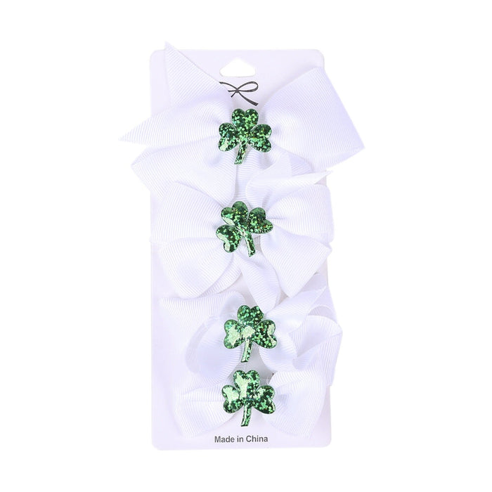 Wholesale Green Thread With Kids Bow Hairpin St. Patrick's Day Shamrock hair clips JDC-HC-GSQN043 Hair Clips 丘诺 white Wholesale Jewelry JoyasDeChina Joyas De China