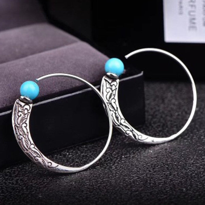 Wholesale green turquoise plating metal earrings JDC-ES-WN008 Earrings 薇妮 CR6438 Wholesale Jewelry JoyasDeChina Joyas De China