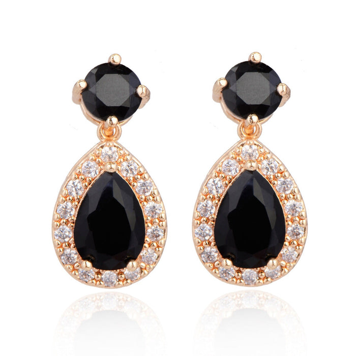 Wholesale green Zircon Earrings JDC-ES-Mix017 Earrings 迷茜 18K gold+black plating Wholesale Jewelry JoyasDeChina Joyas De China