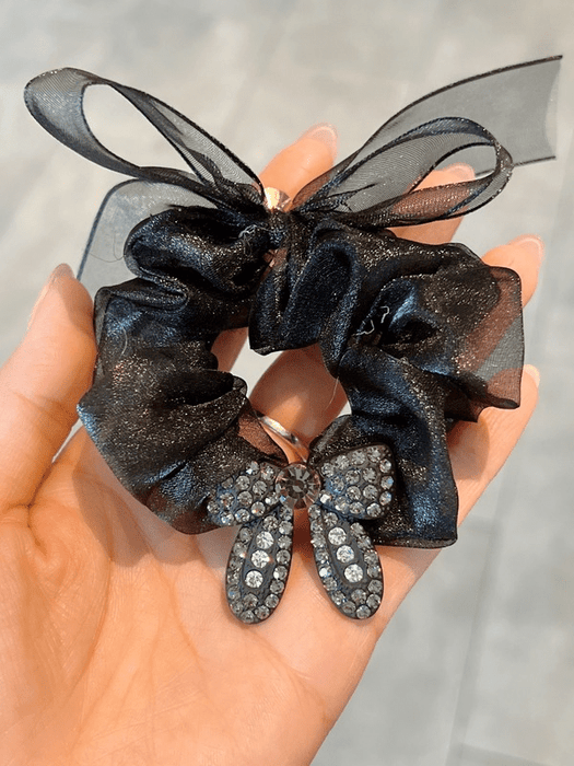 Wholesale grey rubber band Butterfly Hair circle JDC-HS-GSMC022 Hair Scrunchies 曌彩 Wholesale Jewelry JoyasDeChina Joyas De China