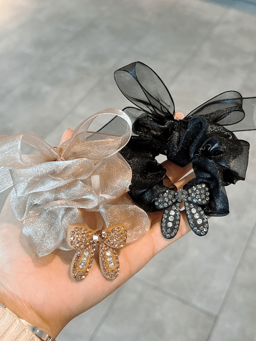 Wholesale grey rubber band Butterfly Hair circle JDC-HS-GSMC022 Hair Scrunchies 曌彩 Wholesale Jewelry JoyasDeChina Joyas De China