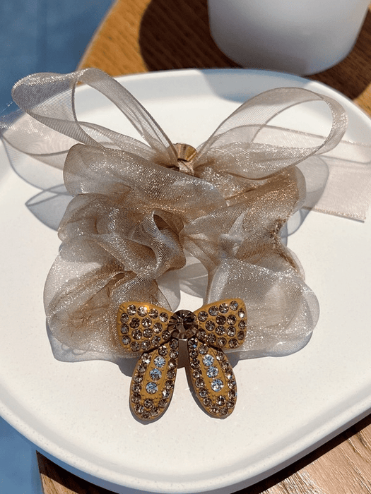 Wholesale grey rubber band Butterfly Hair circle JDC-HS-GSMC022 Hair Scrunchies 曌彩 Wholesale Jewelry JoyasDeChina Joyas De China