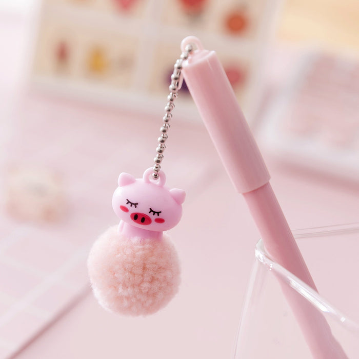 Wholesale hair ball black neutral pen JDC-BP-Yizhou004 Ballpoint Pen 义周 Pink 0.38mm Wholesale Jewelry JoyasDeChina Joyas De China